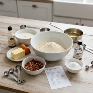 Keto Butter Pecan Cake ingredients prepared for baking
