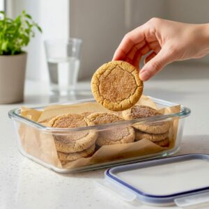 “Frozen Keto Cream Cheese Snickerdoodles stored in airtight container”