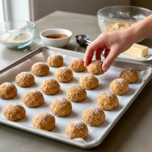 “Prepared baking tray for Keto Cream Cheese Snickerdoodles”