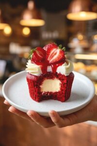 Keto Strawberry Cheesecake Red Velvet Cupcakes