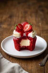 Keto Strawberry Cheesecake Red Velvet Cupcakes