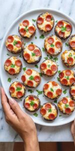 Keto Pizza Stuffed Mushrooms